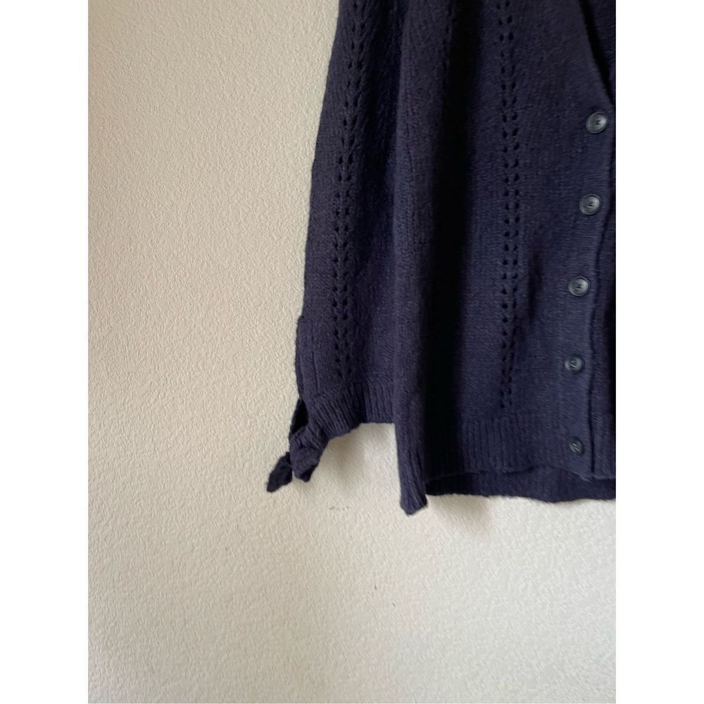 Banana republic merino wool navy tie sleeve cardigan small - Picture 2 of 6